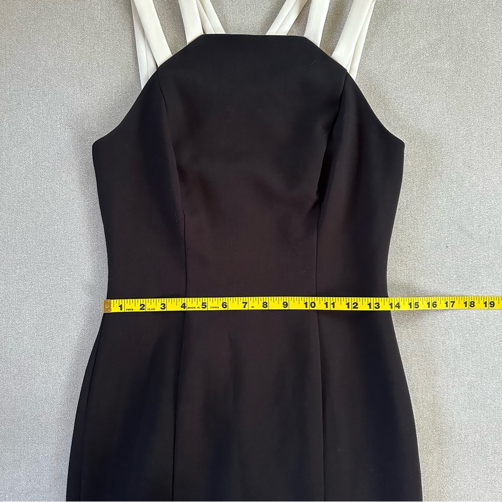 Lauren Ralph Lauren Black Midi Sheath Dress with White Double Straps. Size 4 - Picture 9 of 10